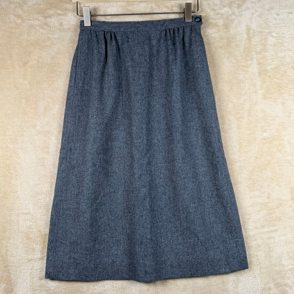Pendleton Petite Size 6 Gray Wool Midi Skirt Vintage Made in USA A-Line Lined